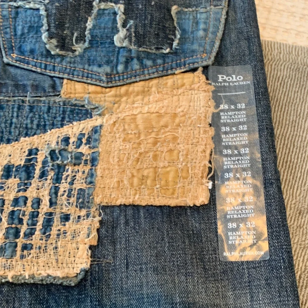 Polo by Ralph Lauren Patchwork Distressed Blue Men's Jeans - Picture 9 of 14